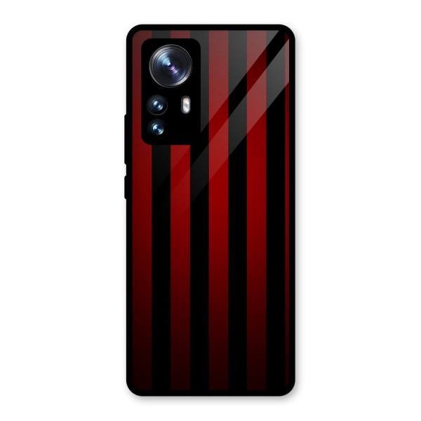Red Black Stripes Glass Back Case for Xiaomi 12 Pro