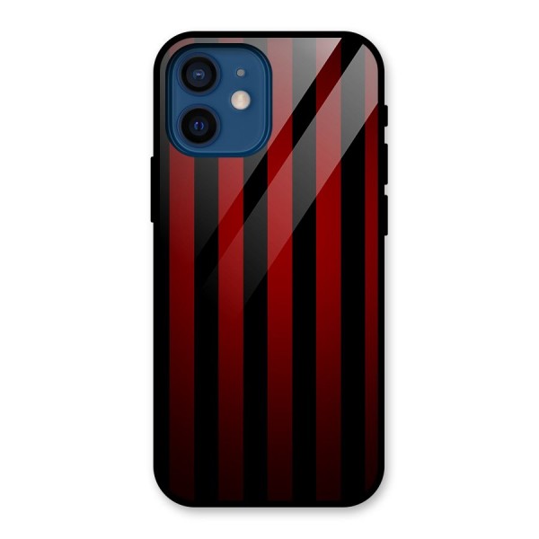 Red Black Stripes Glass Back Case for iPhone 12 Mini