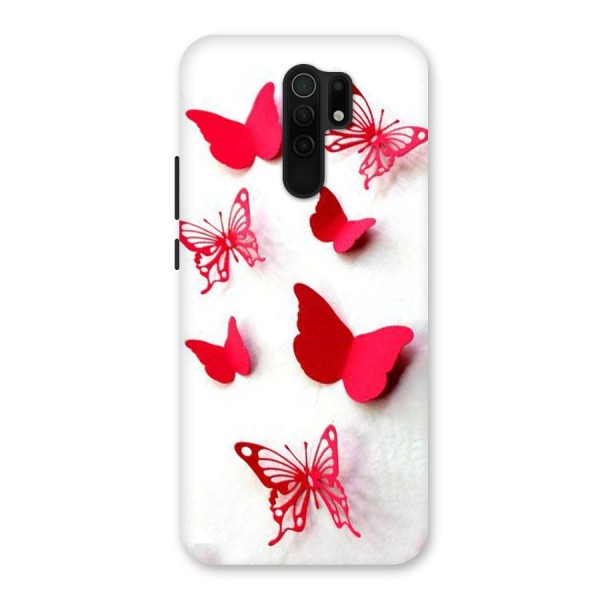 Red Butterflies Back Case for Redmi 9 Prime