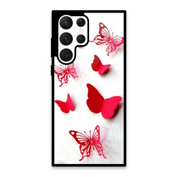 Red Butterflies Glass Back Case for Galaxy S22 Ultra 5G