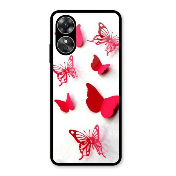 Red Butterflies Glass Back Case for Oppo A17