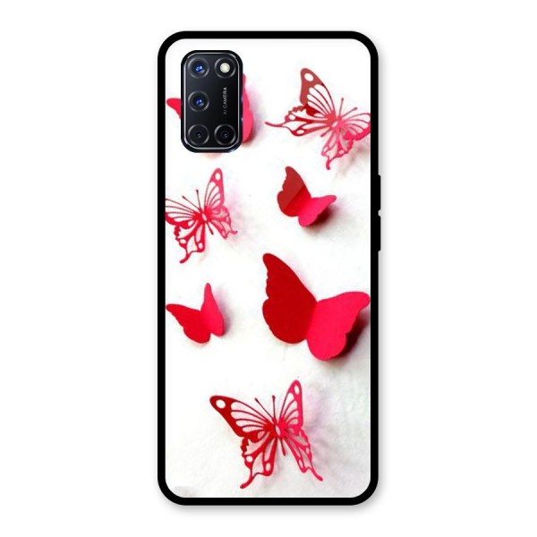 Red Butterflies Glass Back Case for Oppo A52