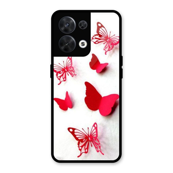 Red Butterflies Glass Back Case for Oppo Reno8 5G