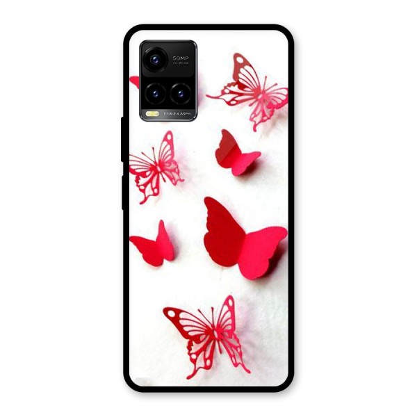 Red Butterflies Glass Back Case for Vivo Y21 2021