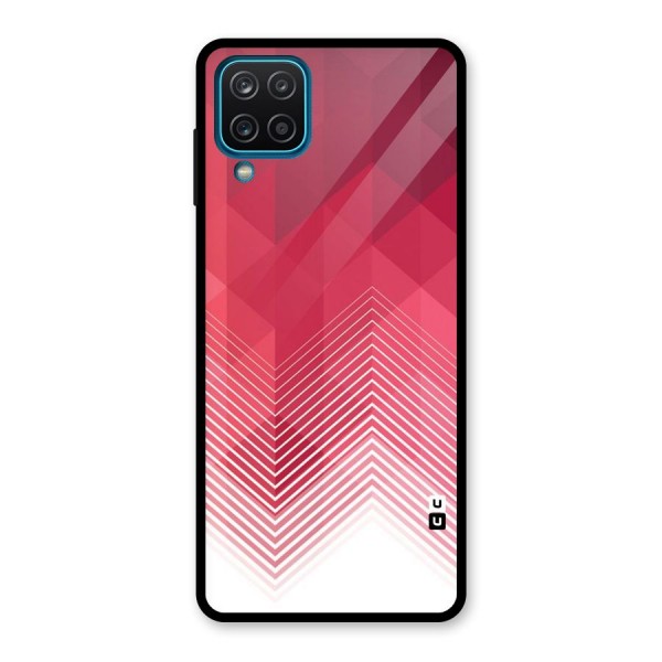 Red Chevron Abstract Glass Back Case for Galaxy A12