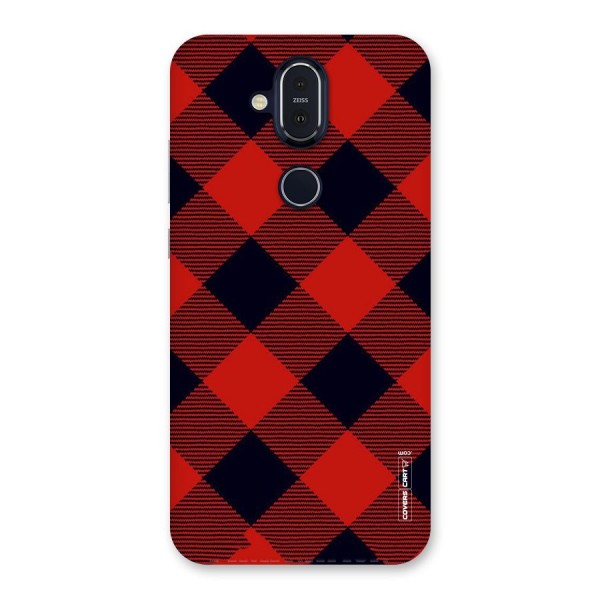 Red Diagonal Check Back Case for Nokia 8.1