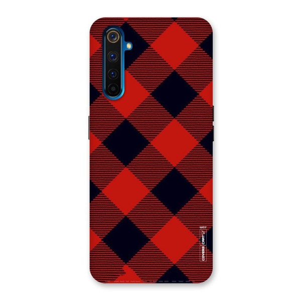 Red Diagonal Check Back Case for Realme 6 Pro