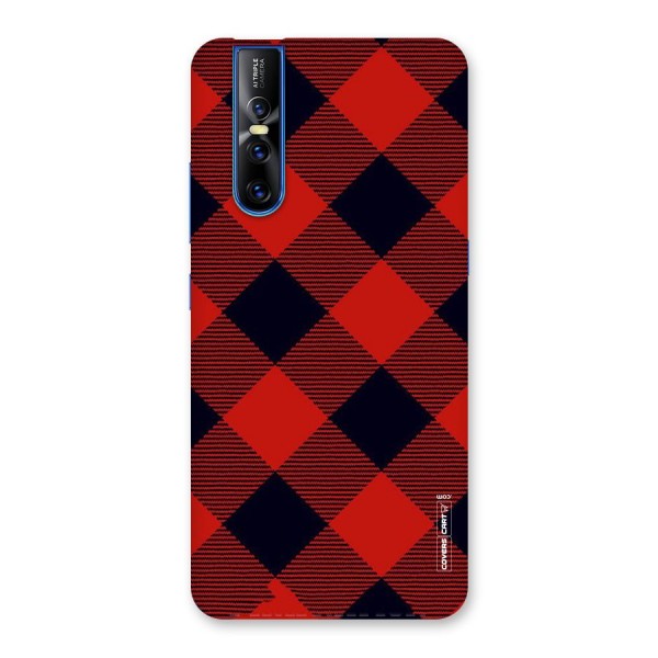 Red Diagonal Check Back Case for Vivo V15 Pro