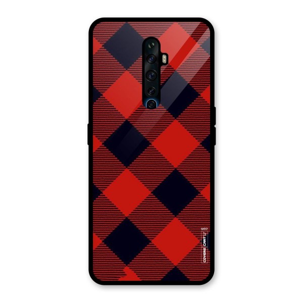 Red Diagonal Check Glass Back Case for Oppo Reno2 Z