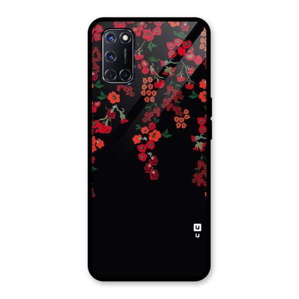 Red Floral Pattern Glass Back Case for Oppo A52