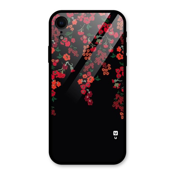 Red Floral Pattern Glass Back Case for XR