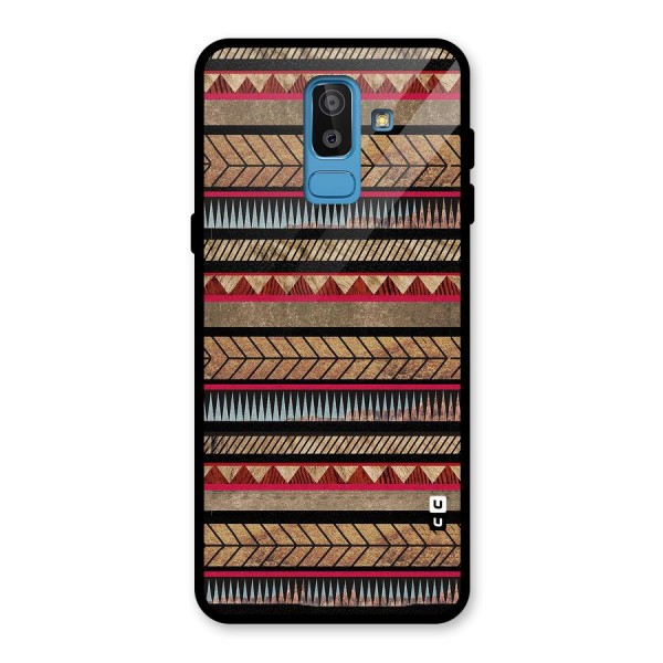 Red Indie Pattern Glass Back Case for Galaxy J8