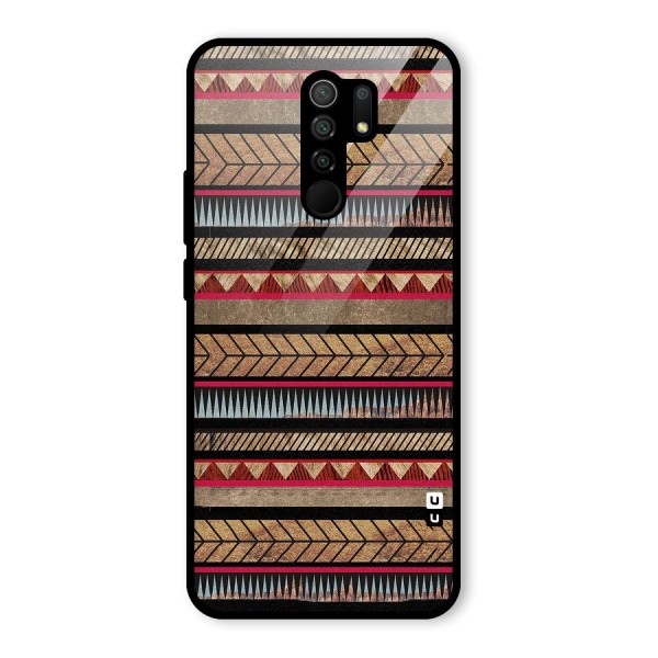 Red Indie Pattern Glass Back Case for Redmi 9 Prime