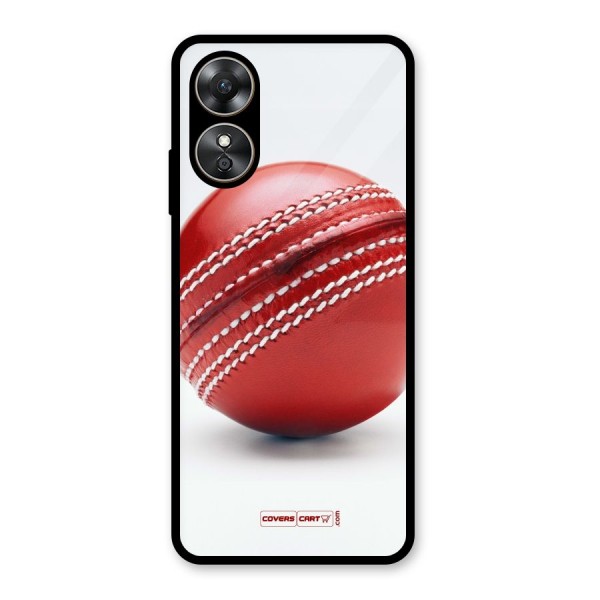 Red International Cricket Ball Glass Back Case for Oppo A17