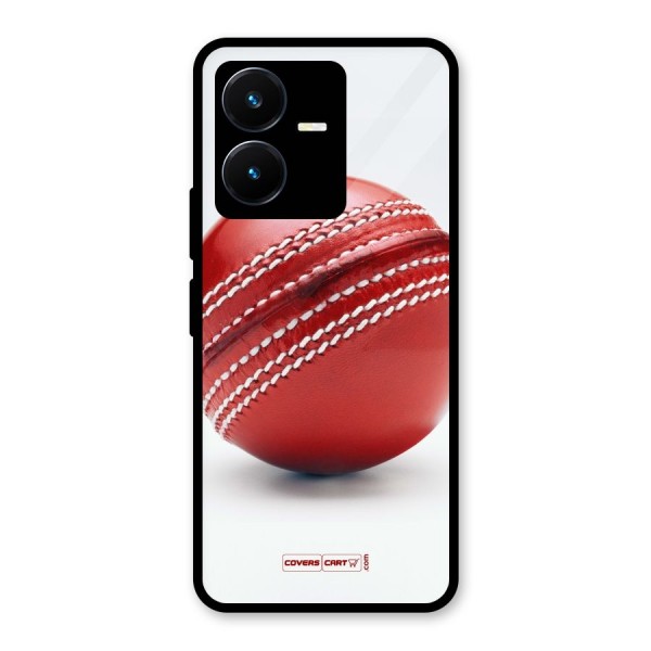 Red International Cricket Ball Glass Back Case for Vivo Y22