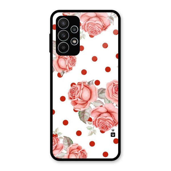 Red Peach Shade Flowers Glass Back Case for Galaxy A23