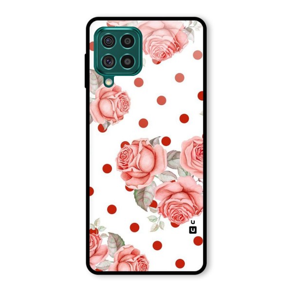 Red Peach Shade Flowers Glass Back Case for Galaxy F62