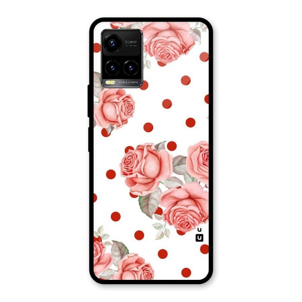 Red Peach Shade Flowers Glass Back Case for Vivo Y21G