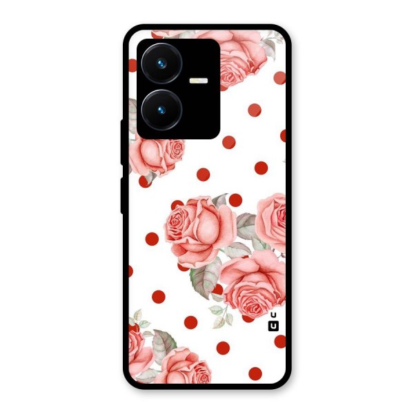 Red Peach Shade Flowers Glass Back Case for Vivo Y22