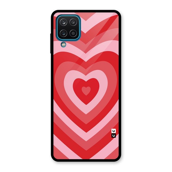 Red Retro Hearts Glass Back Case for Galaxy A12