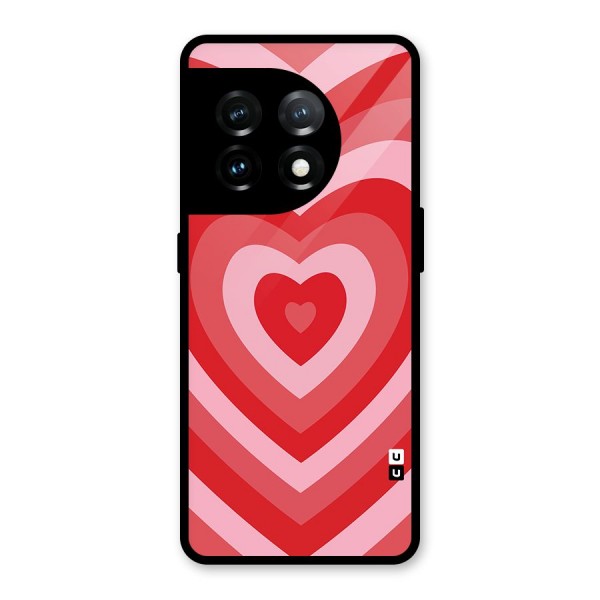Red Retro Hearts Glass Back Case for OnePlus 11