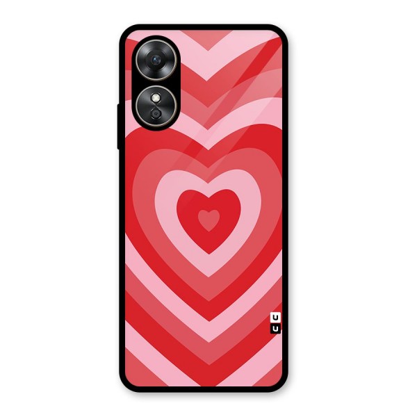 Red Retro Hearts Glass Back Case for Oppo A17