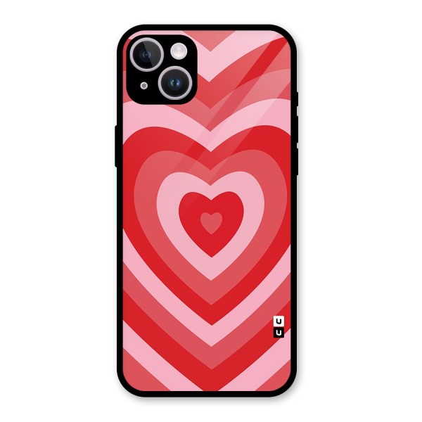 Red Retro Hearts Glass Back Case for iPhone 14 Plus