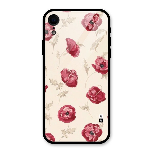 Red Rose Floral Art Glass Back Case for XR