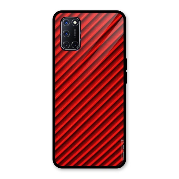 Red Rugged Stripes Glass Back Case for Oppo A52