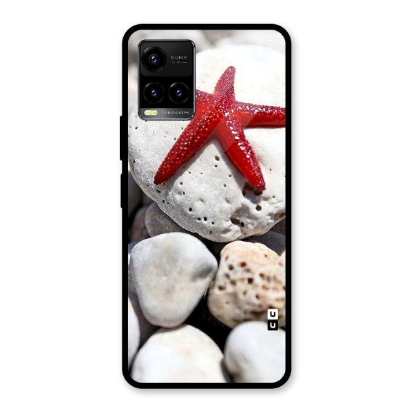 Red Star Fish Glass Back Case for Vivo Y21A