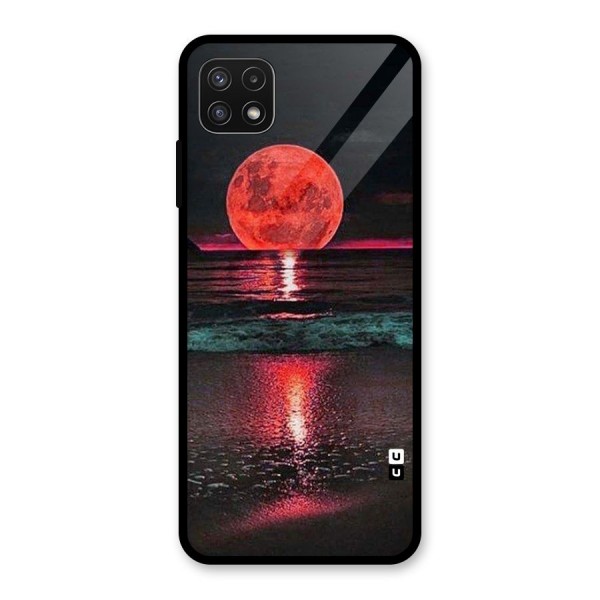 Red Sun Ocean Glass Back Case for Galaxy A22 5G