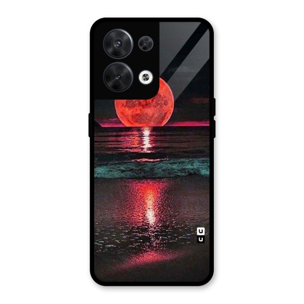 Red Sun Ocean Glass Back Case for Oppo Reno8 5G