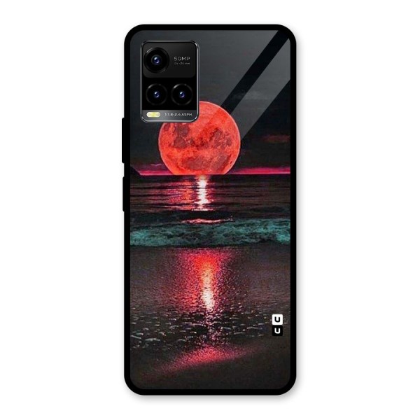 Red Sun Ocean Glass Back Case for Vivo Y21A