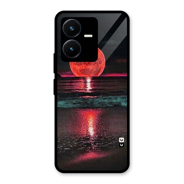 Red Sun Ocean Glass Back Case for Vivo Y22