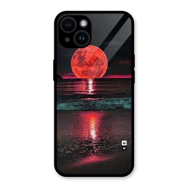 Red Sun Ocean Glass Back Case for iPhone 14