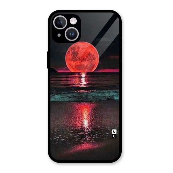 Red Sun Ocean Glass Back Case for iPhone 14 Plus