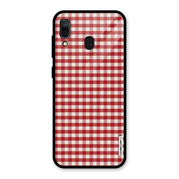 Red White Check Glass Back Case for Galaxy A30