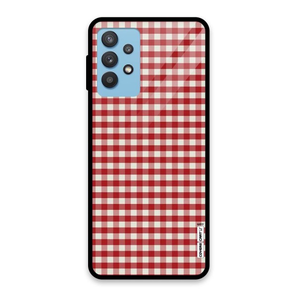 Red White Check Glass Back Case for Galaxy M32 5G