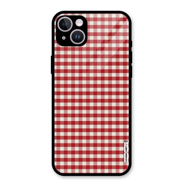 Red White Check Glass Back Case for iPhone 14 Plus