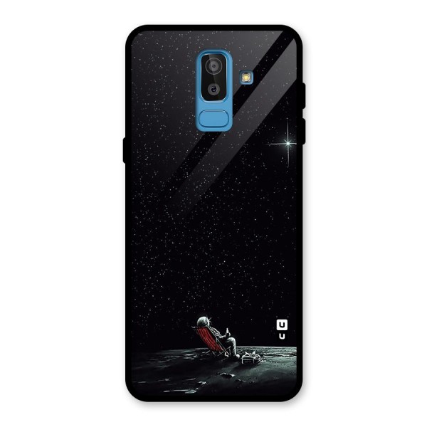 Resting Spaceman Face Glass Back Case for Galaxy J8