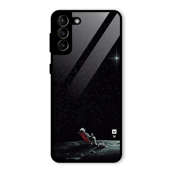 Resting Spaceman Face Glass Back Case for Galaxy S21 Plus