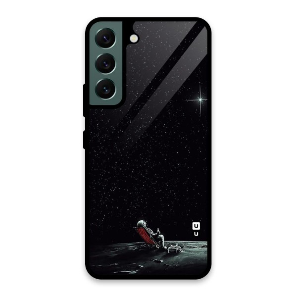 Resting Spaceman Face Glass Back Case for Galaxy S22 5G