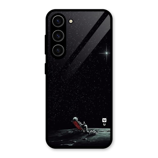 Resting Spaceman Face Glass Back Case for Galaxy S23