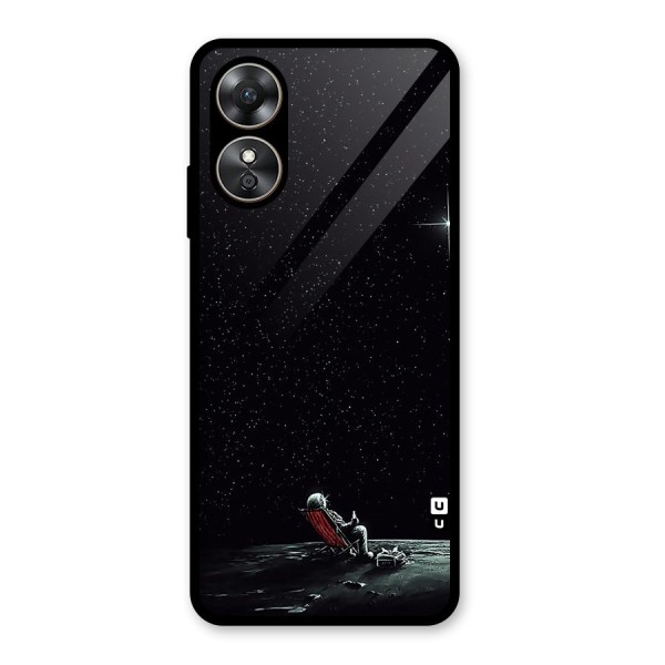 Resting Spaceman Face Glass Back Case for Oppo A17