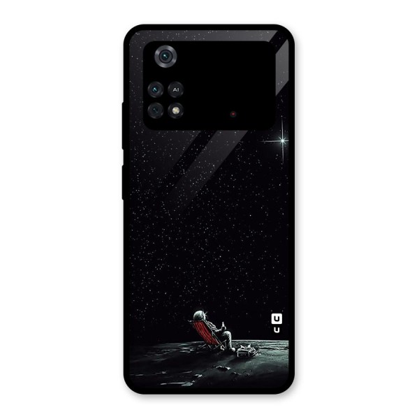 Resting Spaceman Face Glass Back Case for Poco M4 Pro 4G