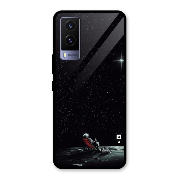 Resting Spaceman Face Glass Back Case for Vivo V21e 5G