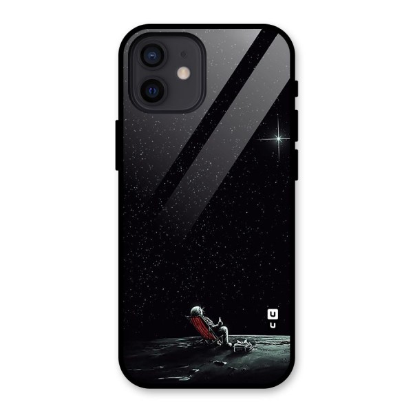 Resting Spaceman Face Glass Back Case for iPhone 12