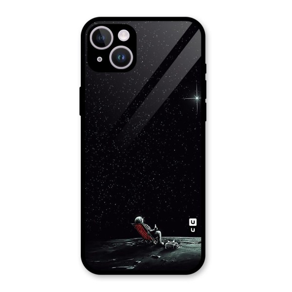 Resting Spaceman Face Glass Back Case for iPhone 14 Plus