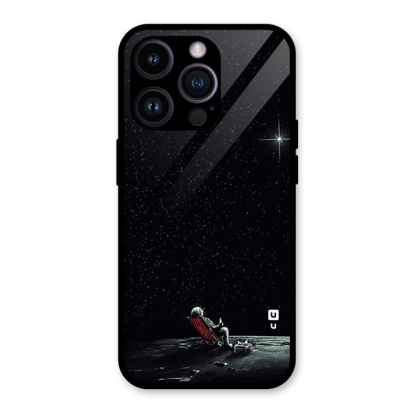 Resting Spaceman Face Glass Back Case for iPhone 14 Pro