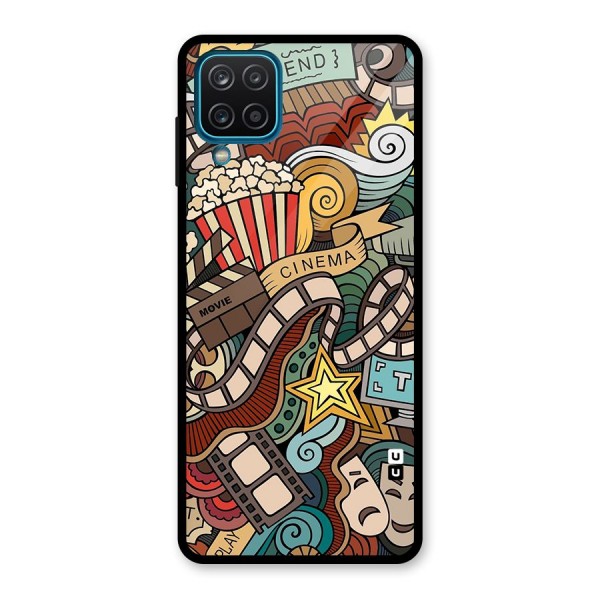 Retro Doodle Art Glass Back Case for Galaxy A12